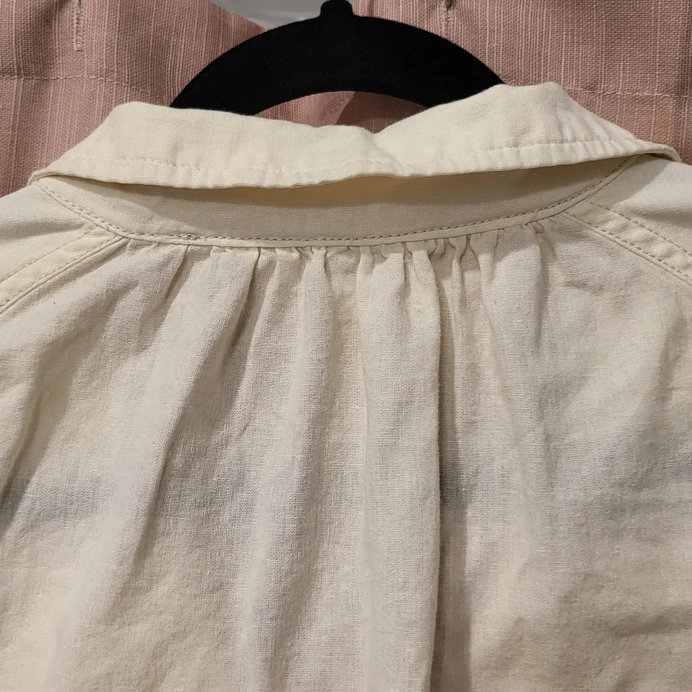 Free People Cream Gauzy Linen Blend Top - Picture 9 of 9